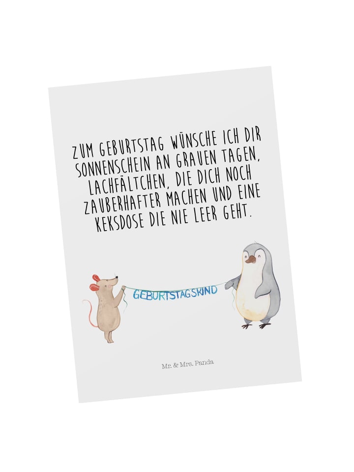 Mr. & Mrs. Panda Postkarte Maus Pinguin Geburtstag mit Spruch in Weiß günstig kaufen onesize