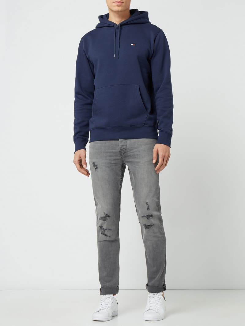 Hoodie aus Baumwollmischung in marineblau meliert