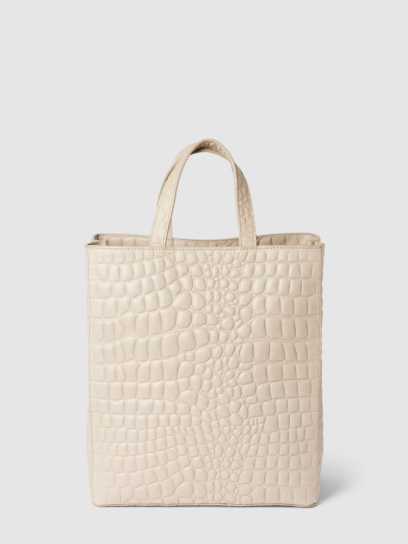Tote Bag mit Label-Detail Modell 'Kroko' in offwhite