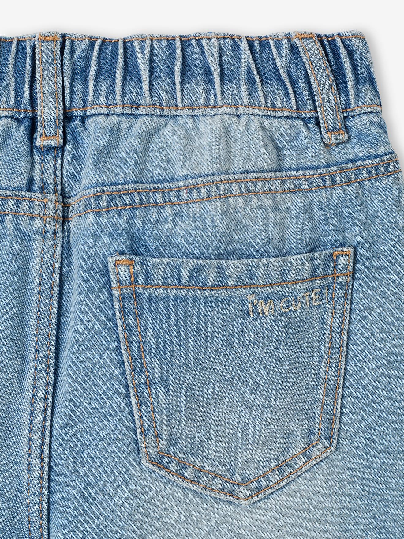Vertbaudet Mädchen Mom-Fit-Jeans, WATERLESS Hüftweite REGULAR - jeansblau