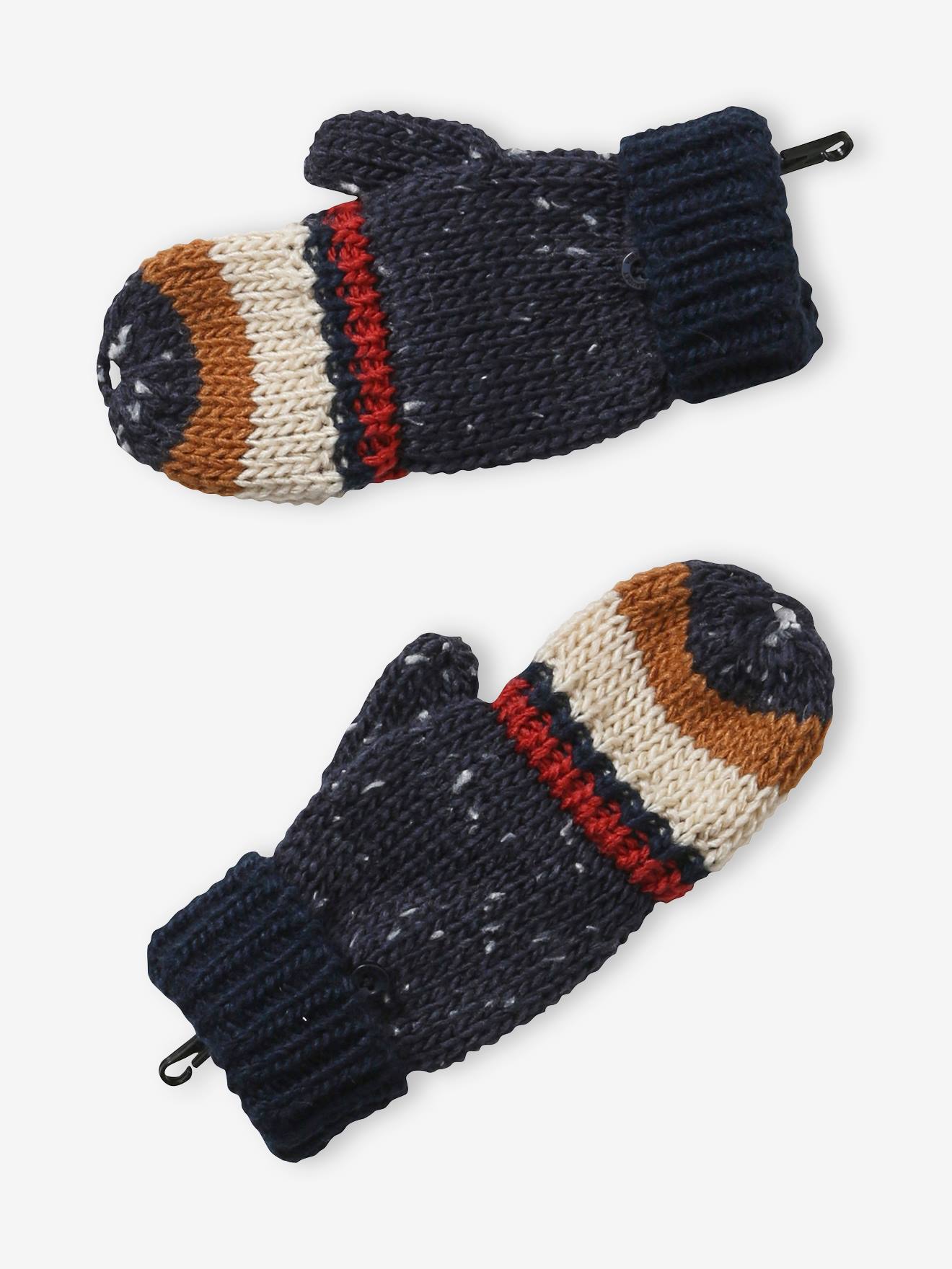Ensemble garçon bonnet + snood + mitaines marine