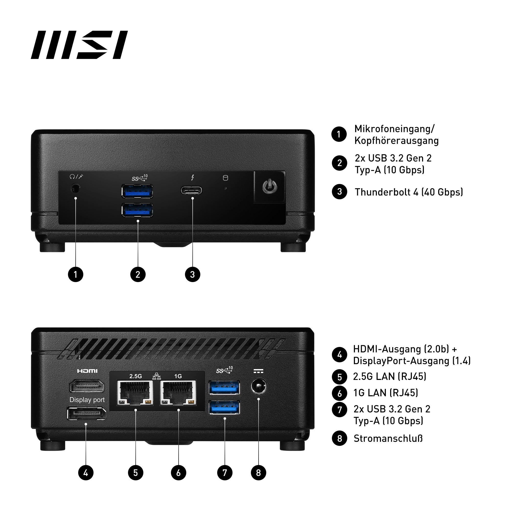 MSI CUBI 5 12M-021BDE Mini-PC (Intel Core i5 1255U, Iris® Xe Graphics, Luftkühlung)