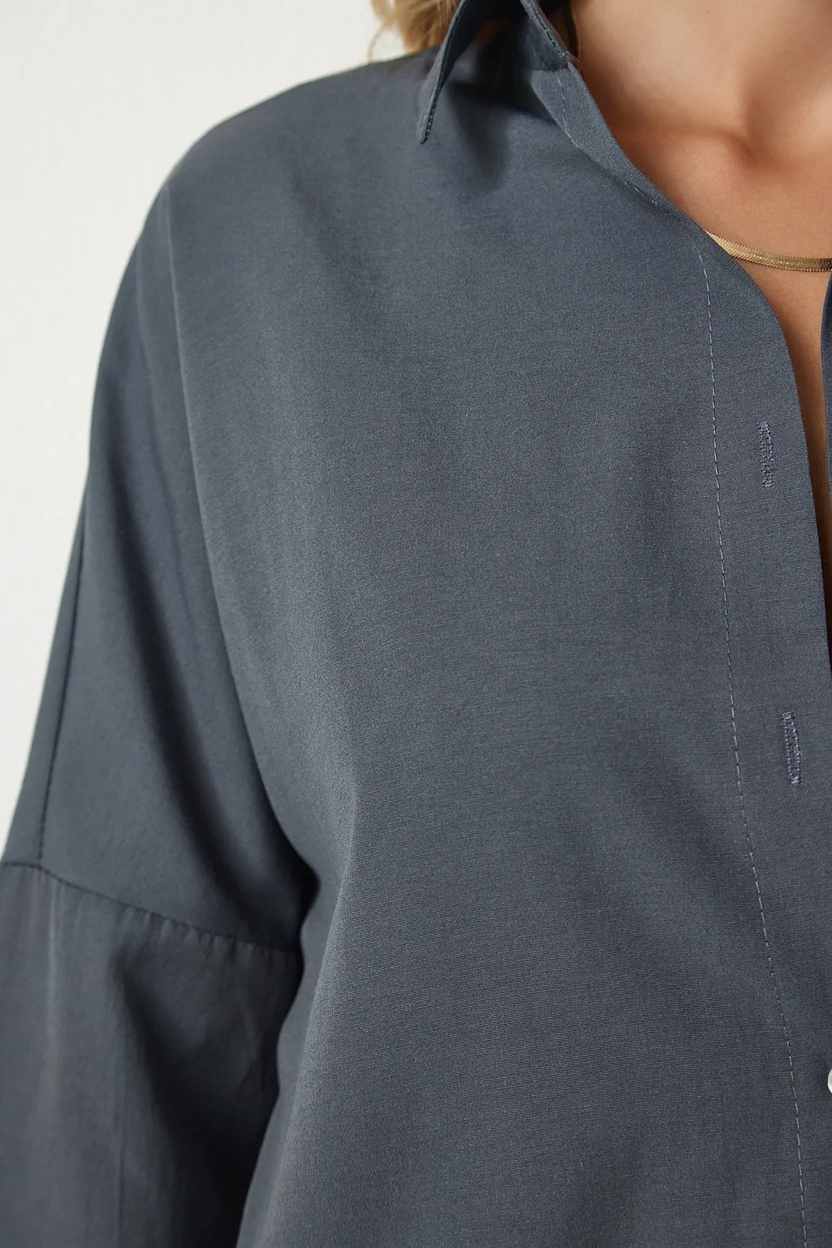 Happiness İstanbul  Hemd - Grau - Oversized