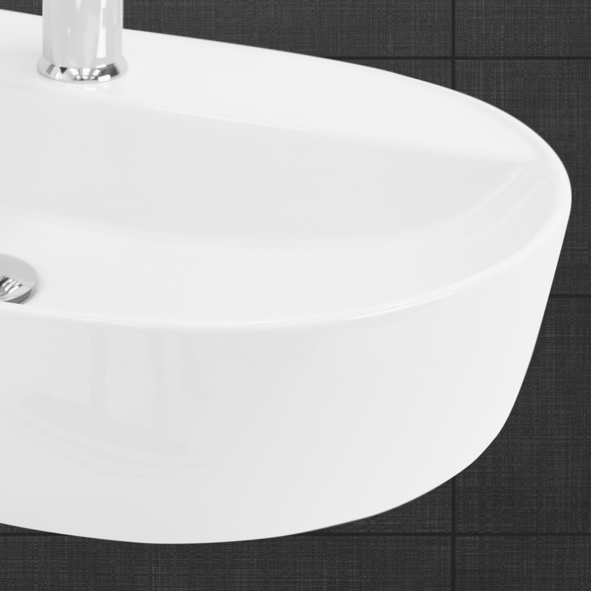 ML-DESIGN Waschbecken Waschbecken Oval 60x40x12 cm Weiß aus Keramik ML-Design
