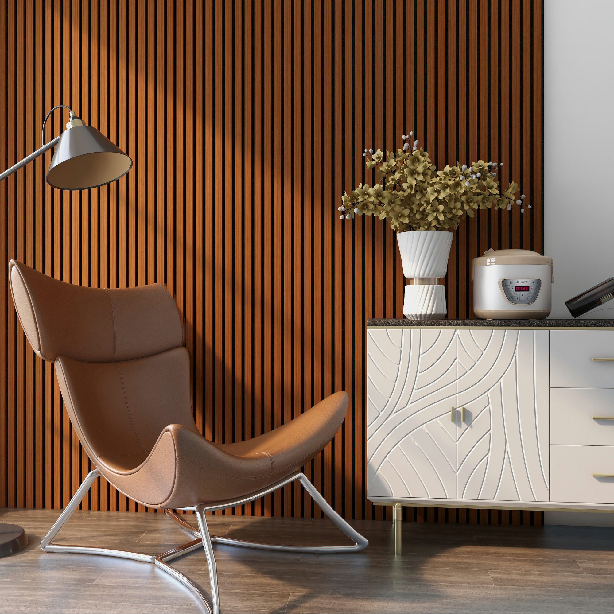 neu.holz 3D Wandpaneel, (Set, 8-tlg) Vang Akustik Wandpaneel Teak 5,76m²
