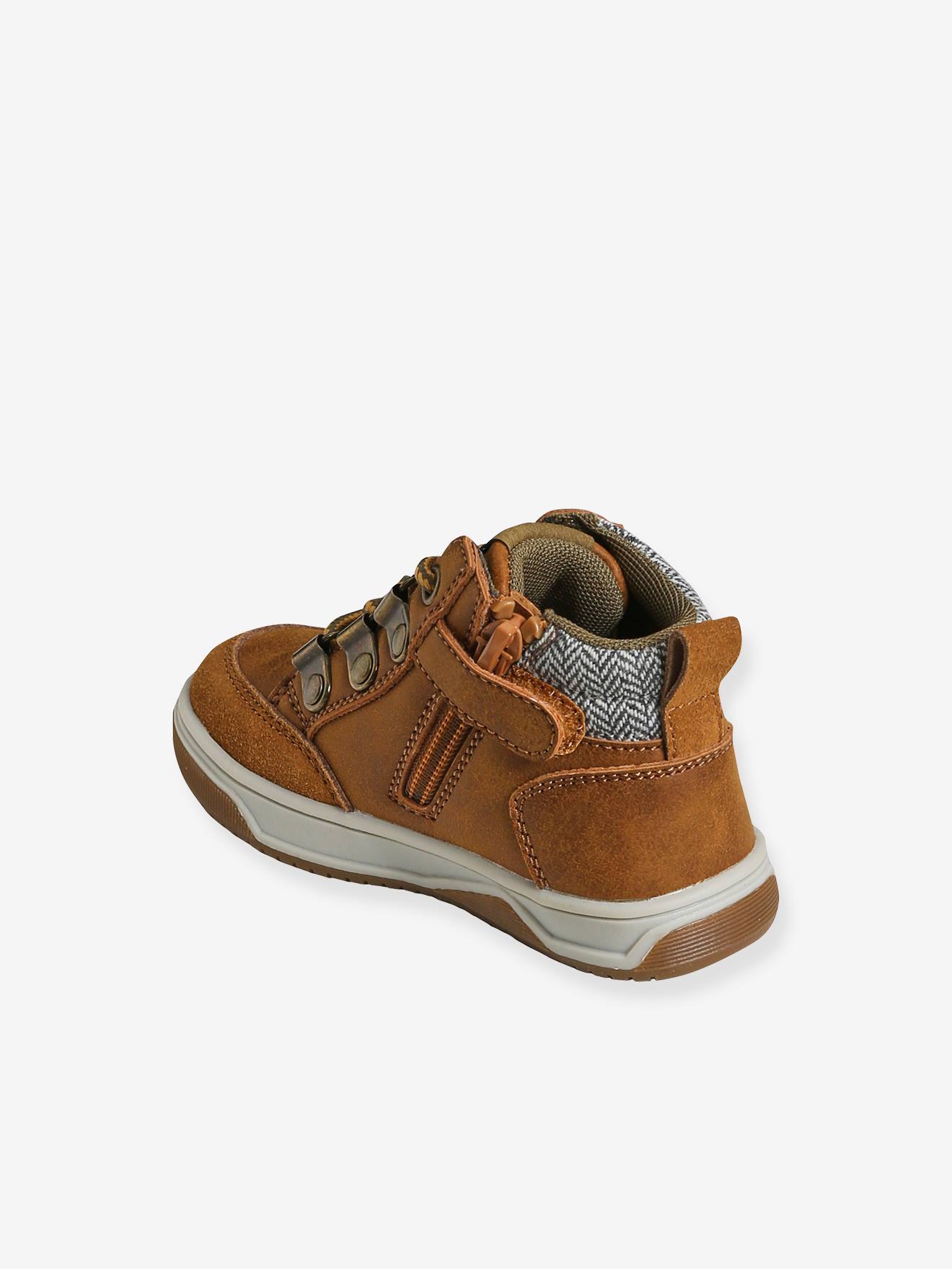 Bottines bébé garçon lacets + glissière chocolat