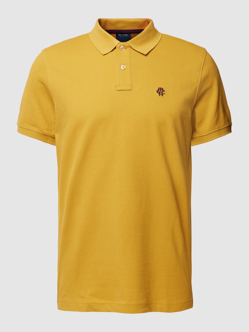 Poloshirt mit Label-Stitching in senfgelb