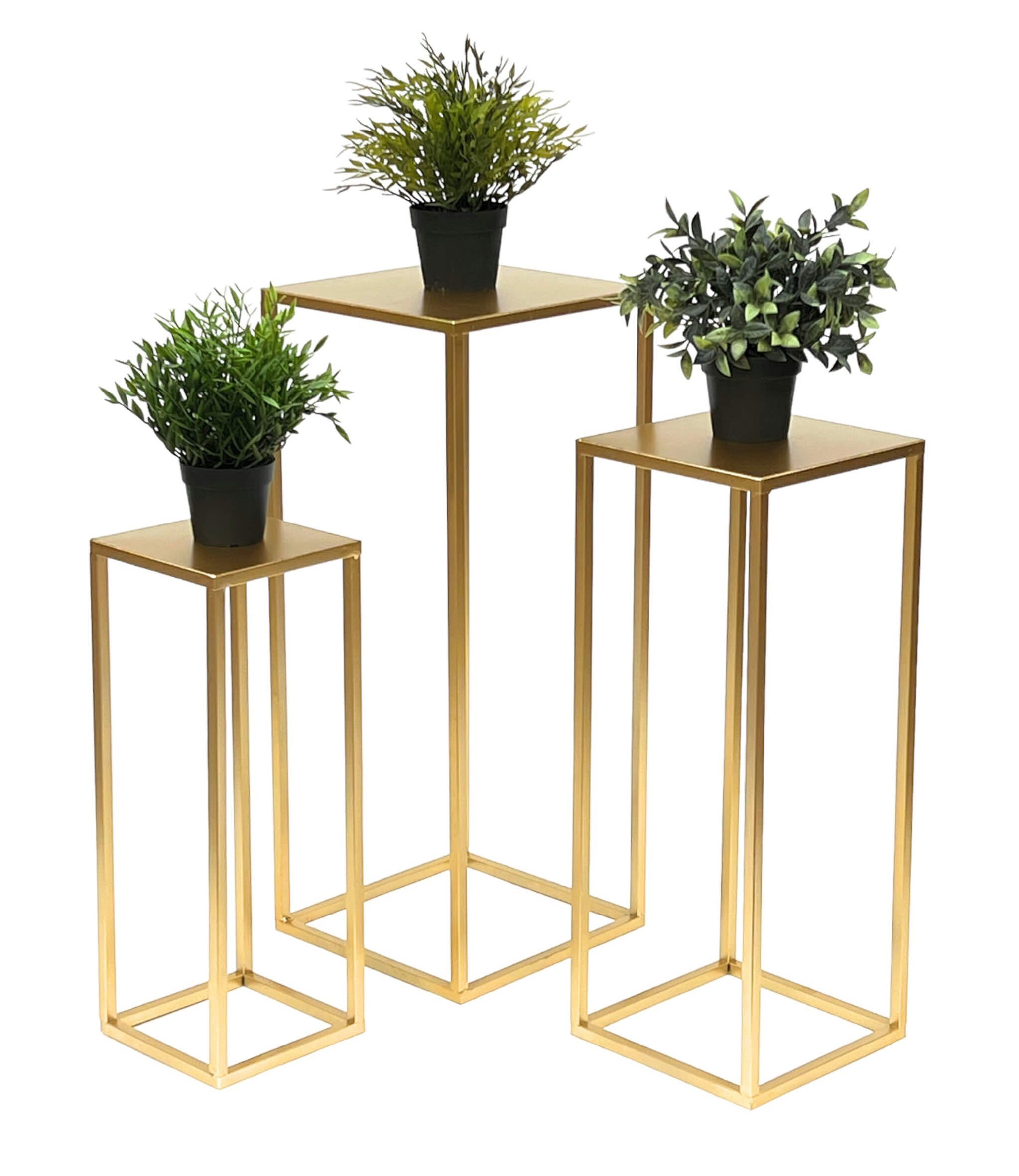 DanDiBo Blumenhocker Blumenhocker Metall Gold Eckig Blumenständer 96506 3er Set (3er Set)