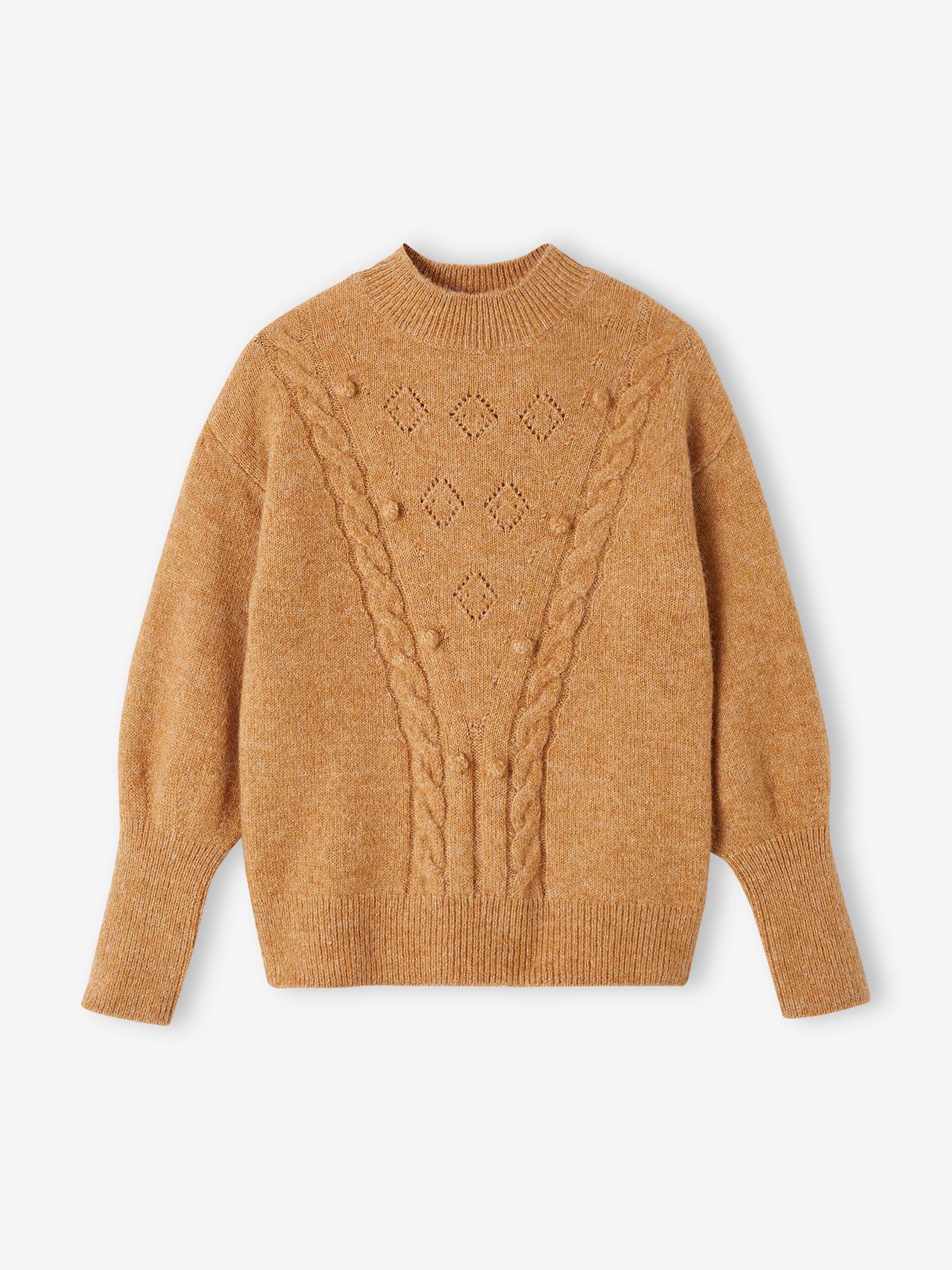 Vertbaudet Mädchen Pullover mit Zopfmuster - bronze