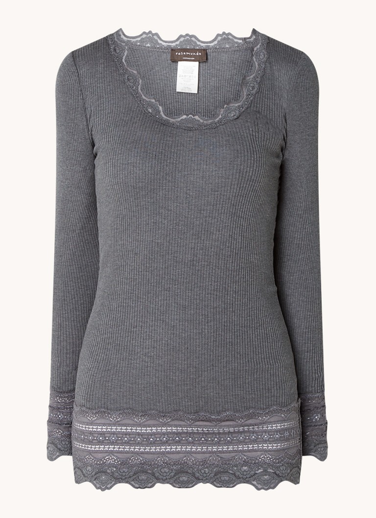 Rosemunde long sleeve in silk blend with lace texture and details