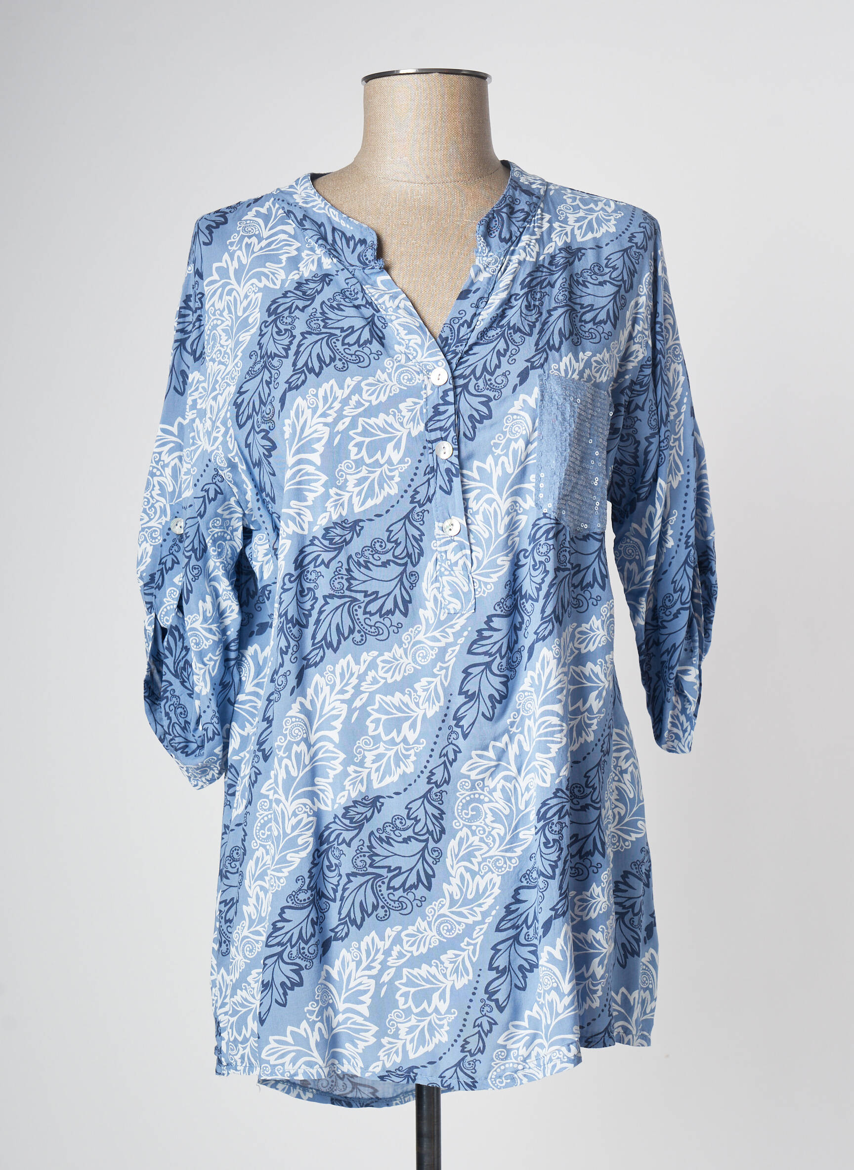 Made In Italy Tuniquemanchelongue Femme couleur bleu