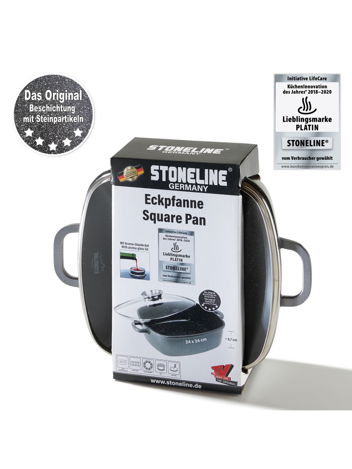 Stoneline Servierpfanne Eckig | mit Deckel in Anthrazit | 24x24cm günstig kaufen 24 x 24 cm