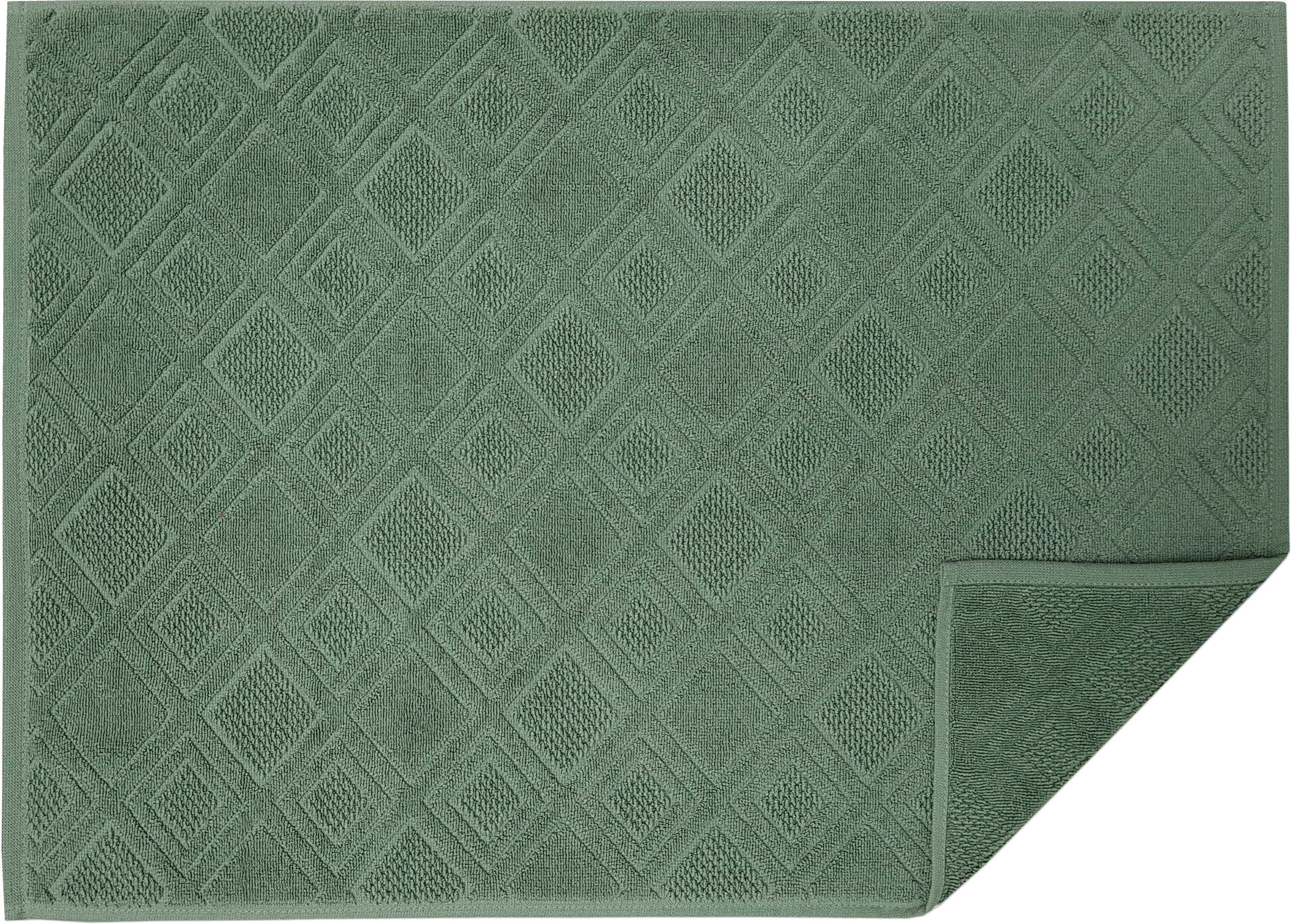 Badematte Mosaik framsohn frottier, Höhe 7 mm, beidseitig nutzbar, Baumwolle, rechteckig, gemustert, hergestellt in Österreich