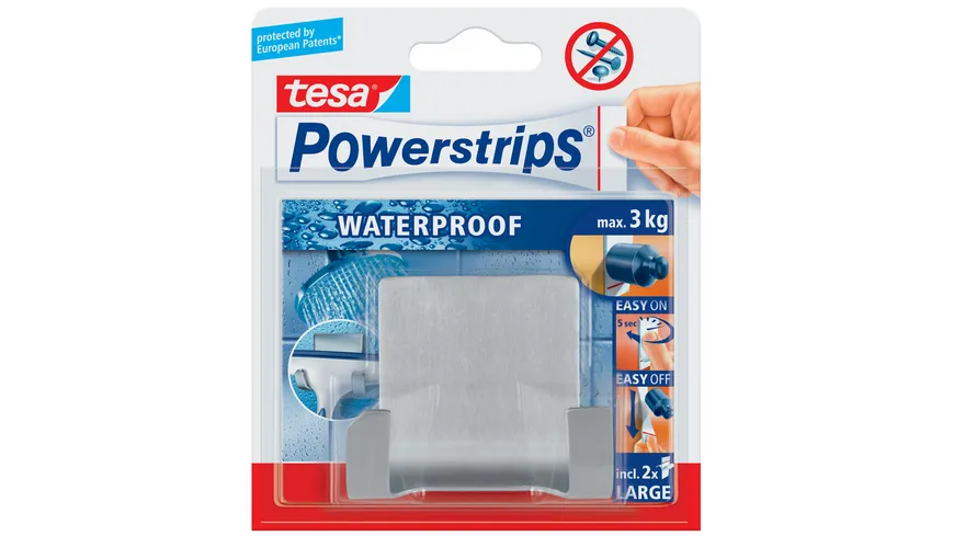 tesa Powerstrips® Waterproof Duohaken Zoom Metall
