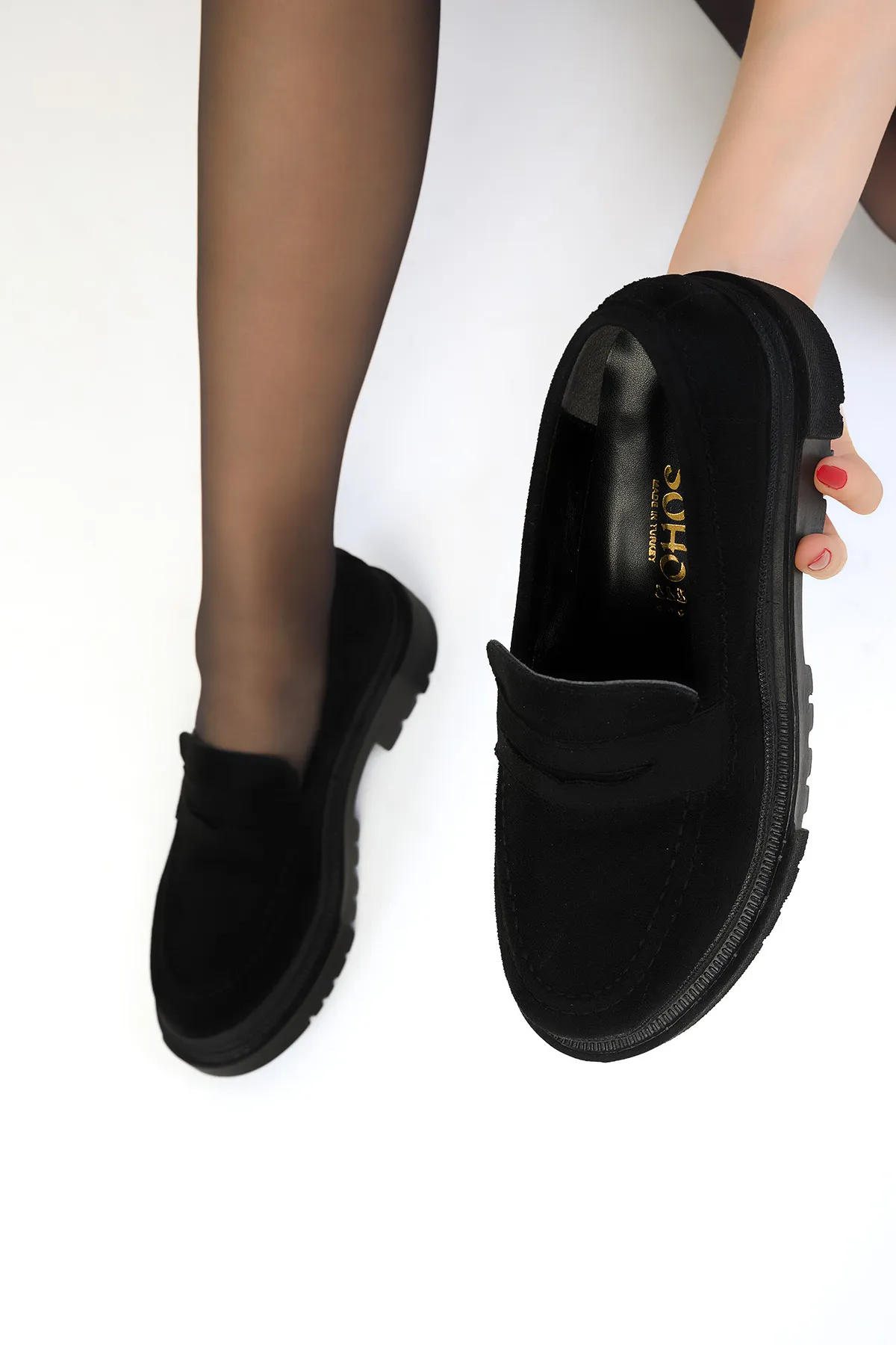 SOHO  Schwarze Wildleder Damen Freizeitschuhe 17762