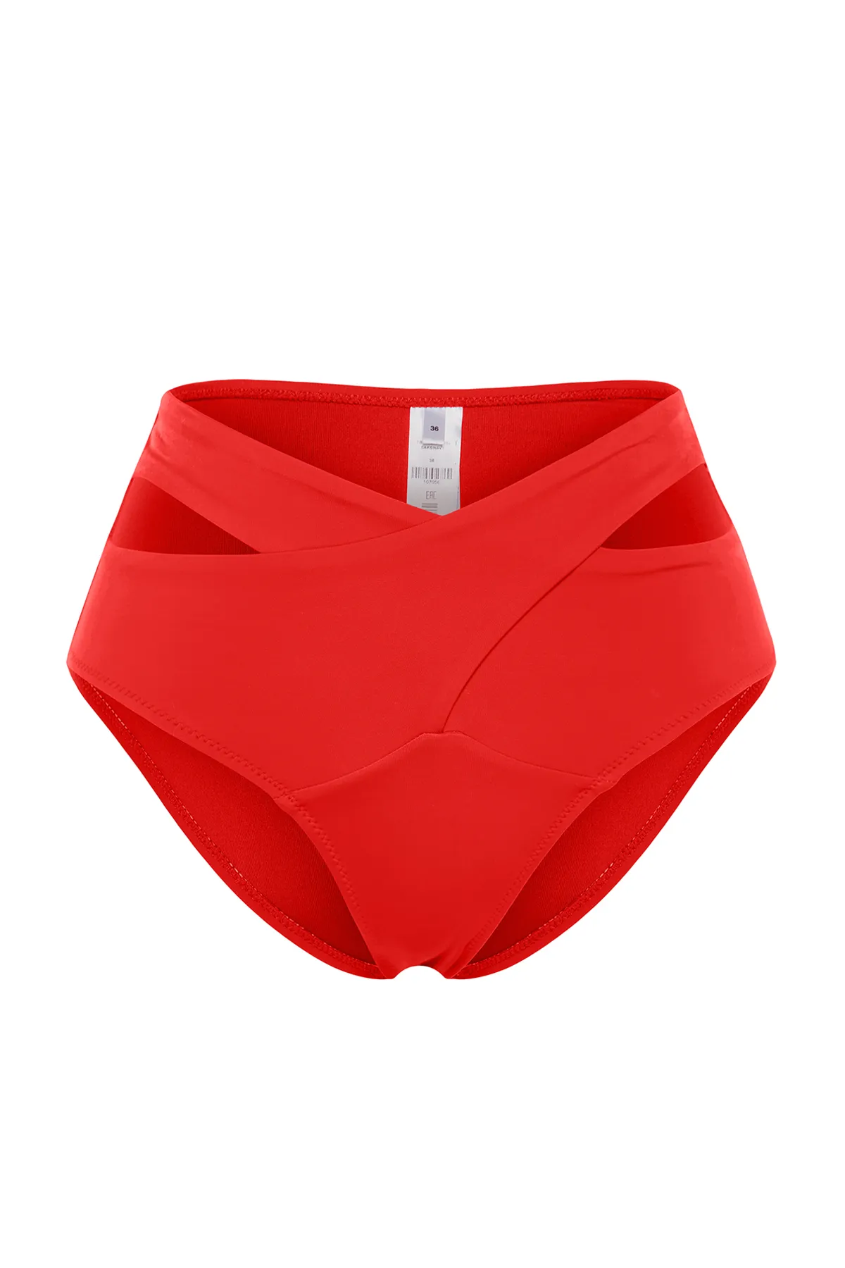 Trendyol Collection  Rotes, reguläres Bikiniunterteil mit Ausschnitt/Fenster und hoher Taille TBESS20BA0184