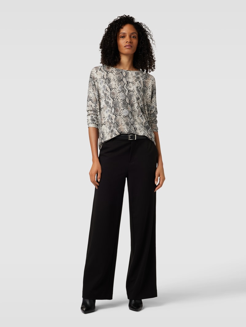Sweatshirt mit Animal-Print Modell 'Biara' in ecru meliert