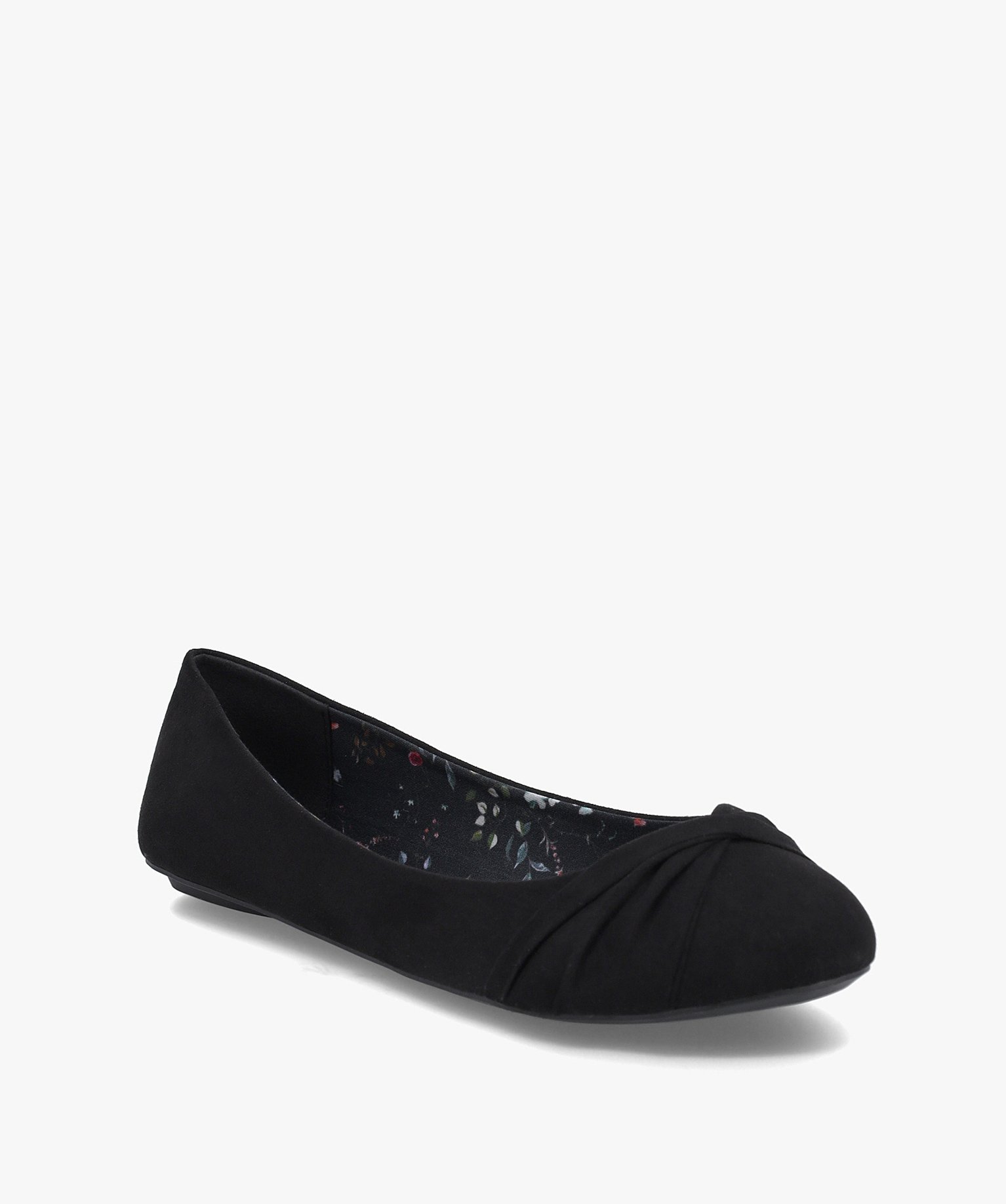 Ballerines femme unies avec bout drapé noir | GEMO
