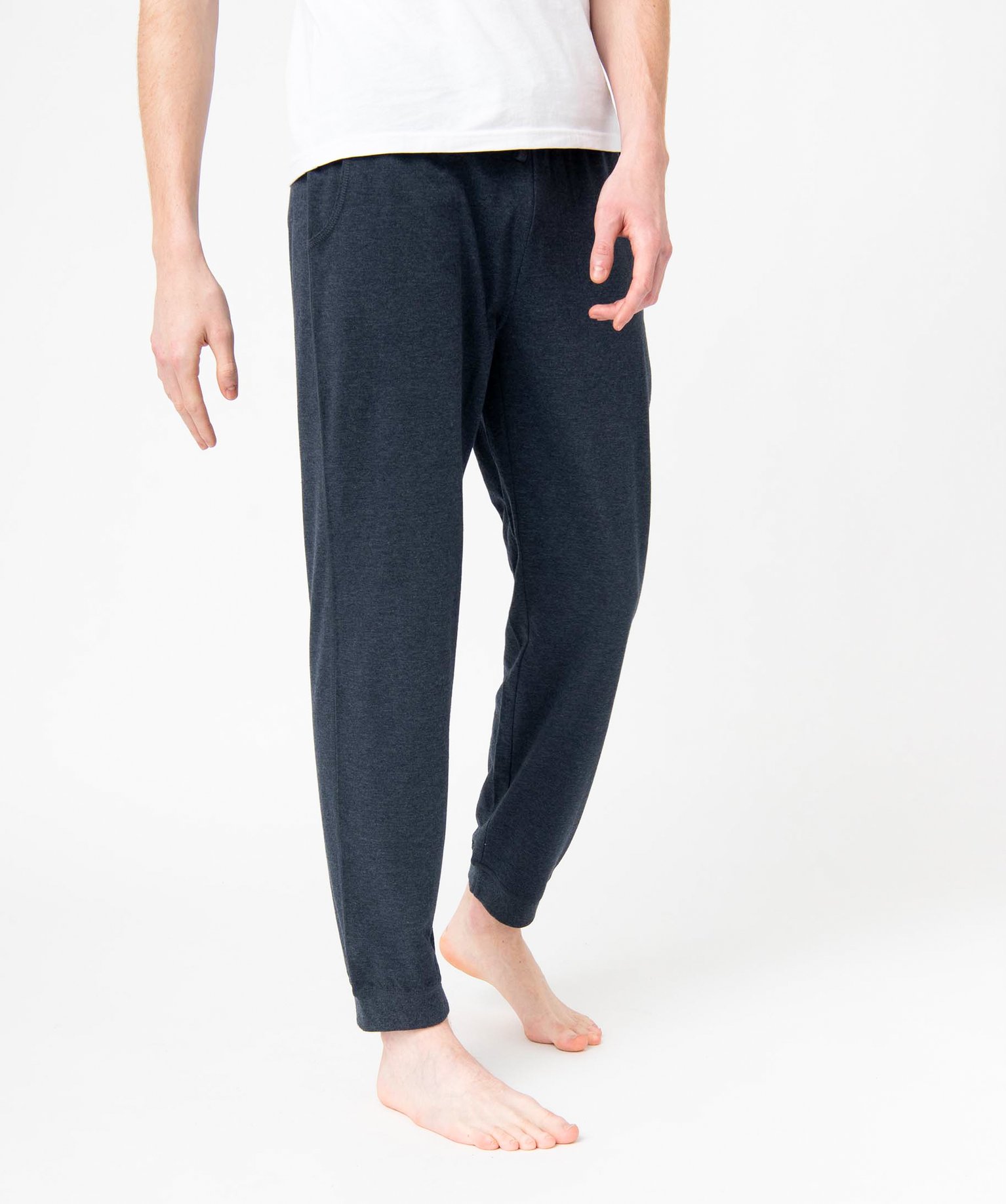 Pantalon de pyjama homme en jersey à taille élastique bleu fonce | GEMO
