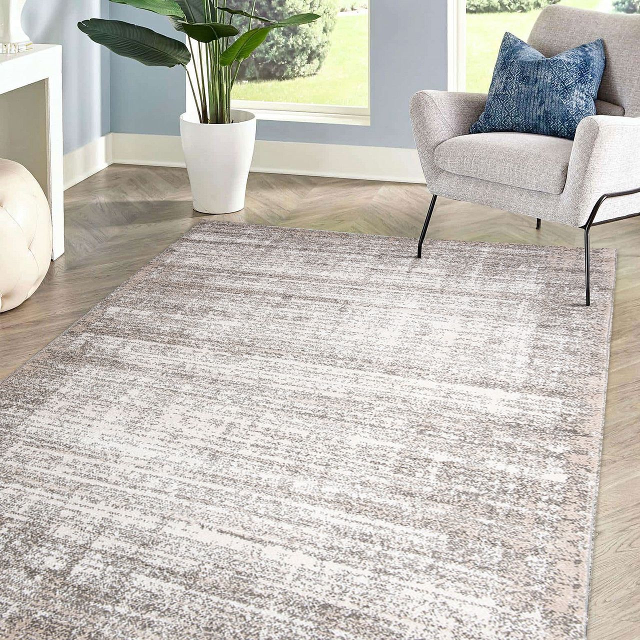 HOMCOM Teppich Kurzflor Beige 140 x 67 x 1 cm