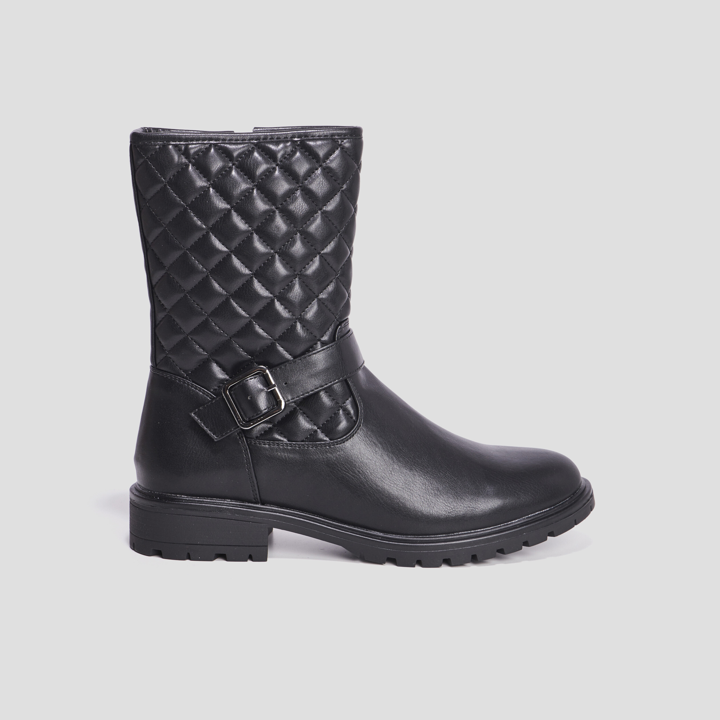 Bottines matelassées avec boucles noir femme | La Halle