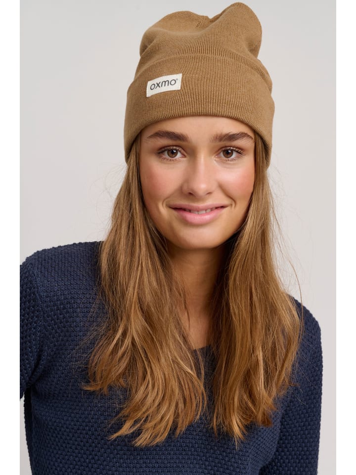 Oxmo Beanie OXBiene 21300548-ME Strickmütze mit Logobadge in Braun günstig kaufen onesize
