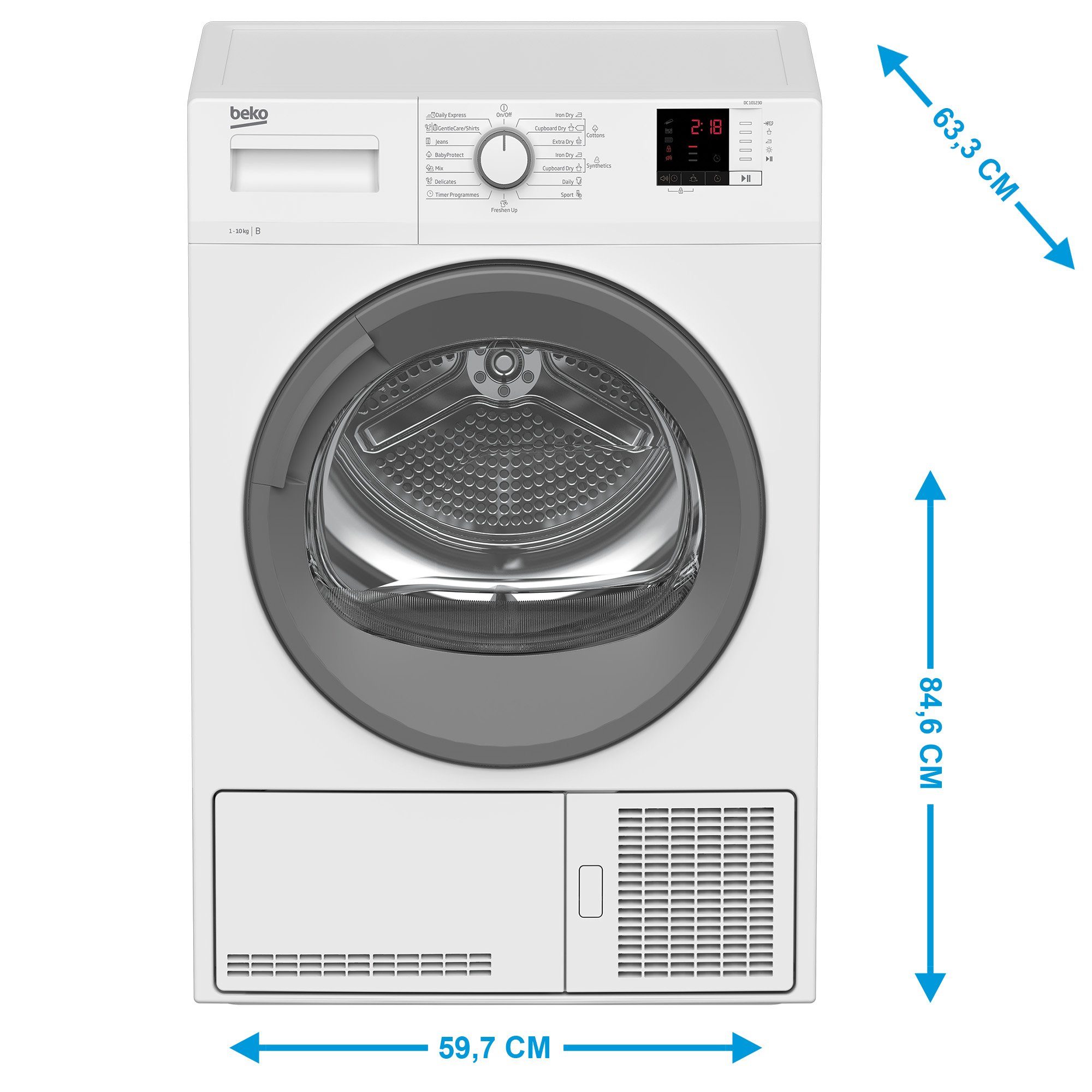 BEKO Kondenstrockner DC 101230, 10 kg, Kindersicherung, Reversierende Trommel, Signalton