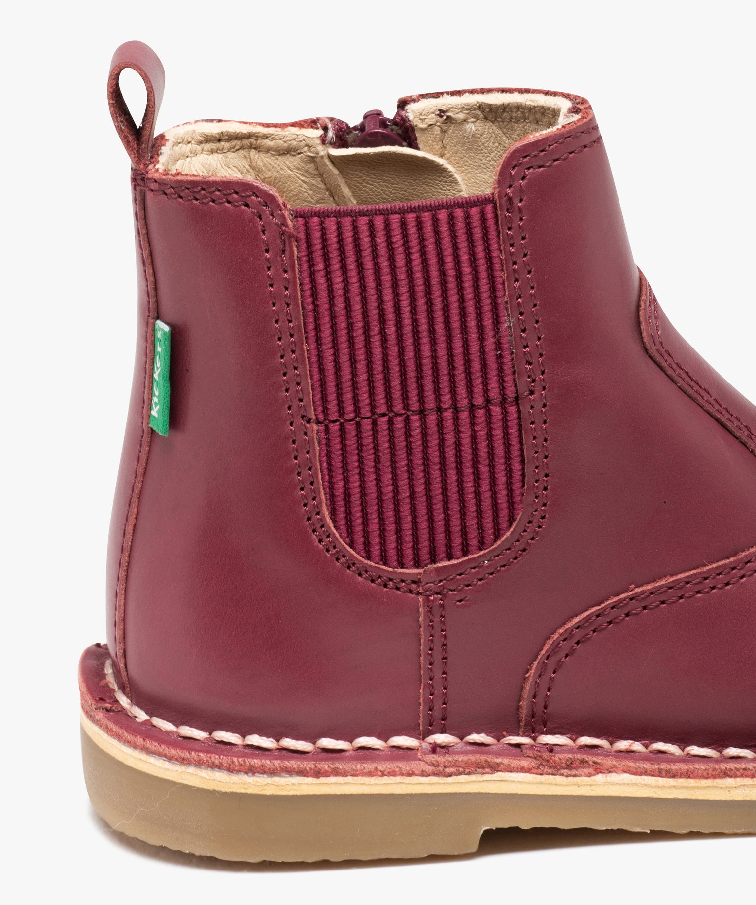 Boots bébé fille unies en cuir style Chelsea - Kickers bordeaux | GEMO