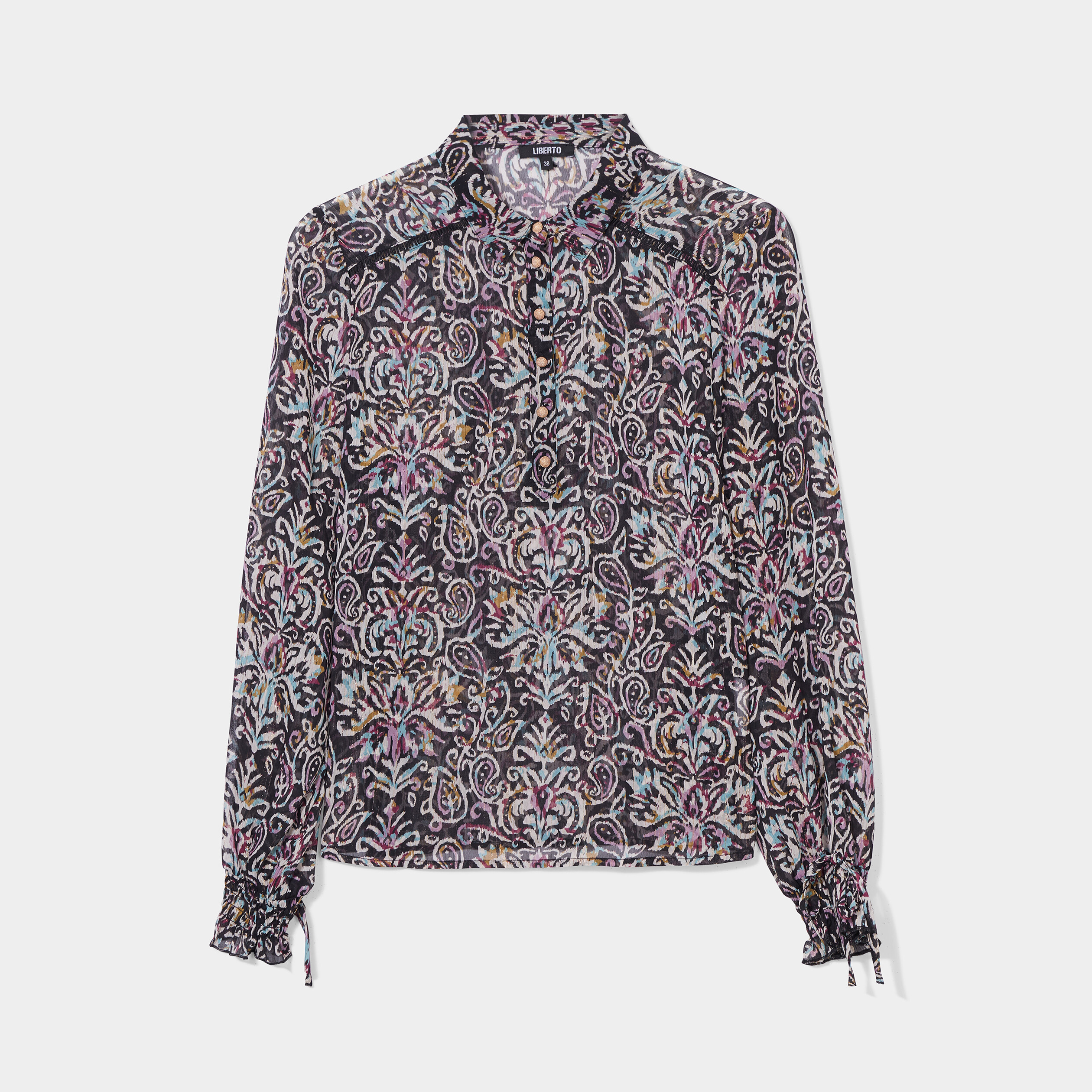 Blouse poignets smockés Liberto noir femme | La Halle