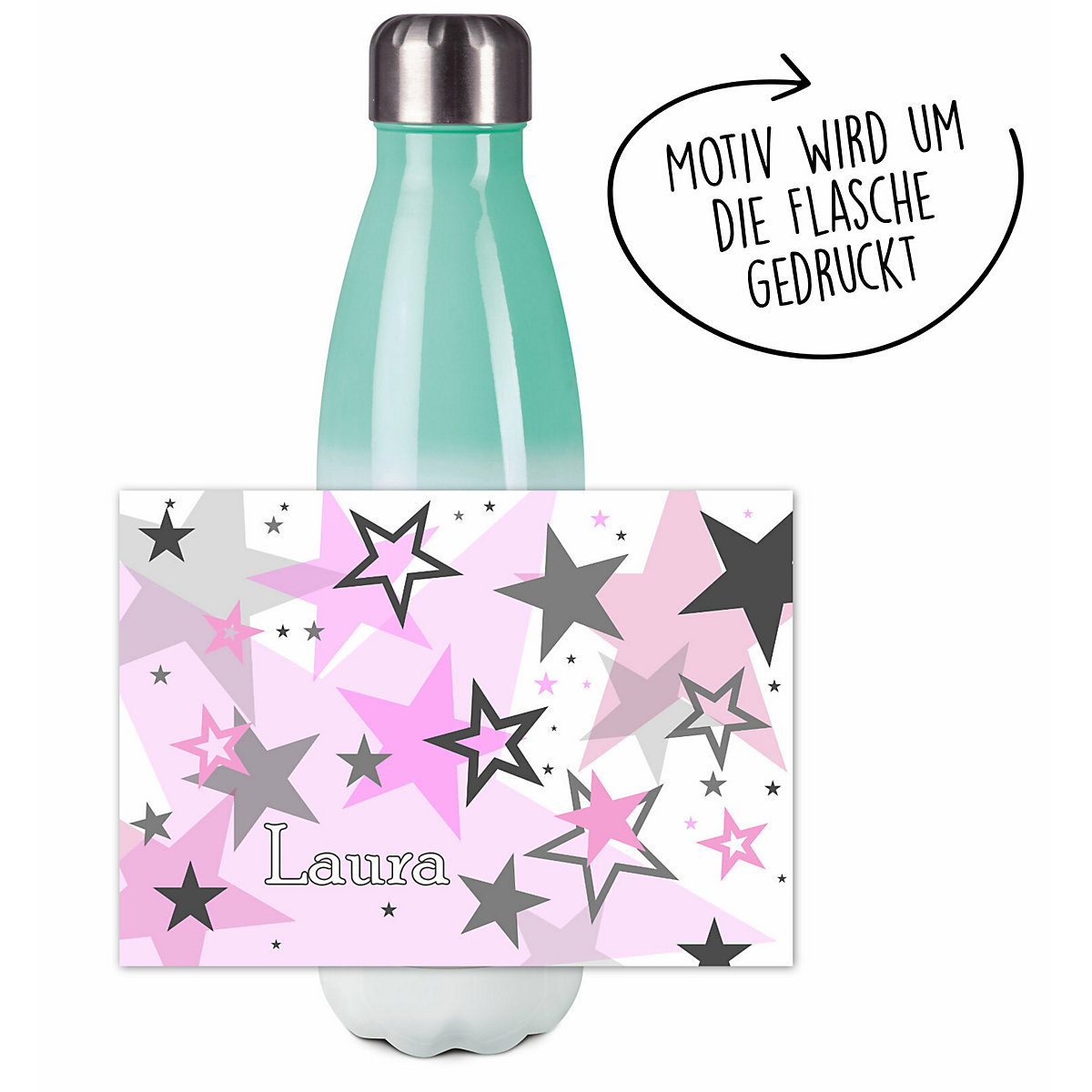 Edelstahl Kinder Thermoflasche / Trinkflasche bunt Sternenhimmel Farbe rosa grau Spülmaschinenfest, Auslaufsicher, Bruchfest, Doppelwandig, Für Heißgetränke geeignet, Mit Deckel, Isoliert