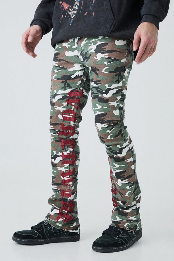 Bestickte Skinny Stretch Jeans