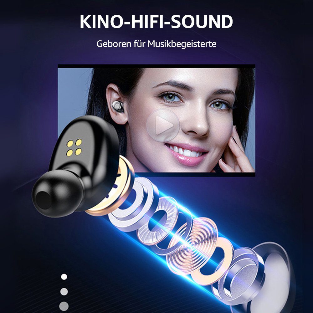 7Magic TWS In-Ear-Kopfhörer Bluetooth-Kopfhörer (Freisprechfunktion, Noise-Cancelling, Voice Assistant, Siri, Wireless, Touch Control Ohrhörer mit LED Anzeige, Wireless Earbuds)