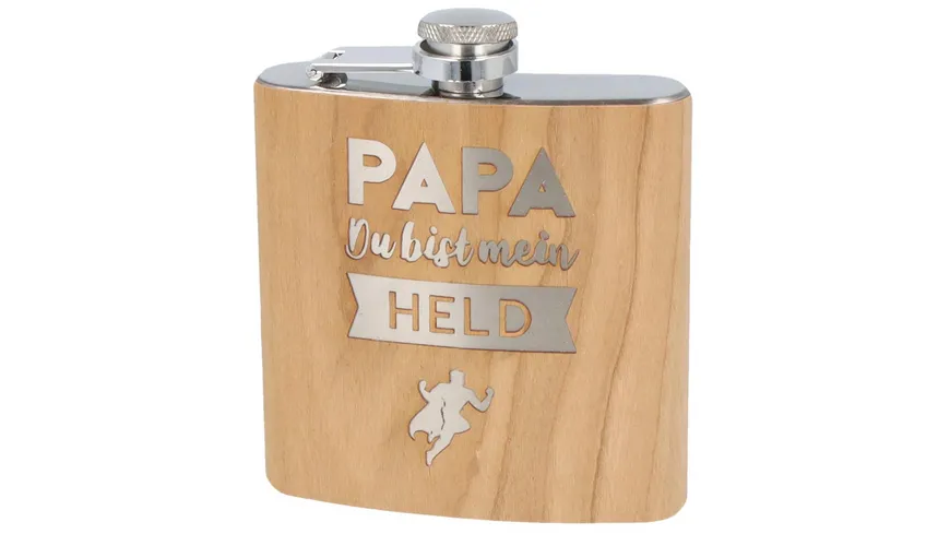 Spruchreif Flachmann Papa du bist mein Held