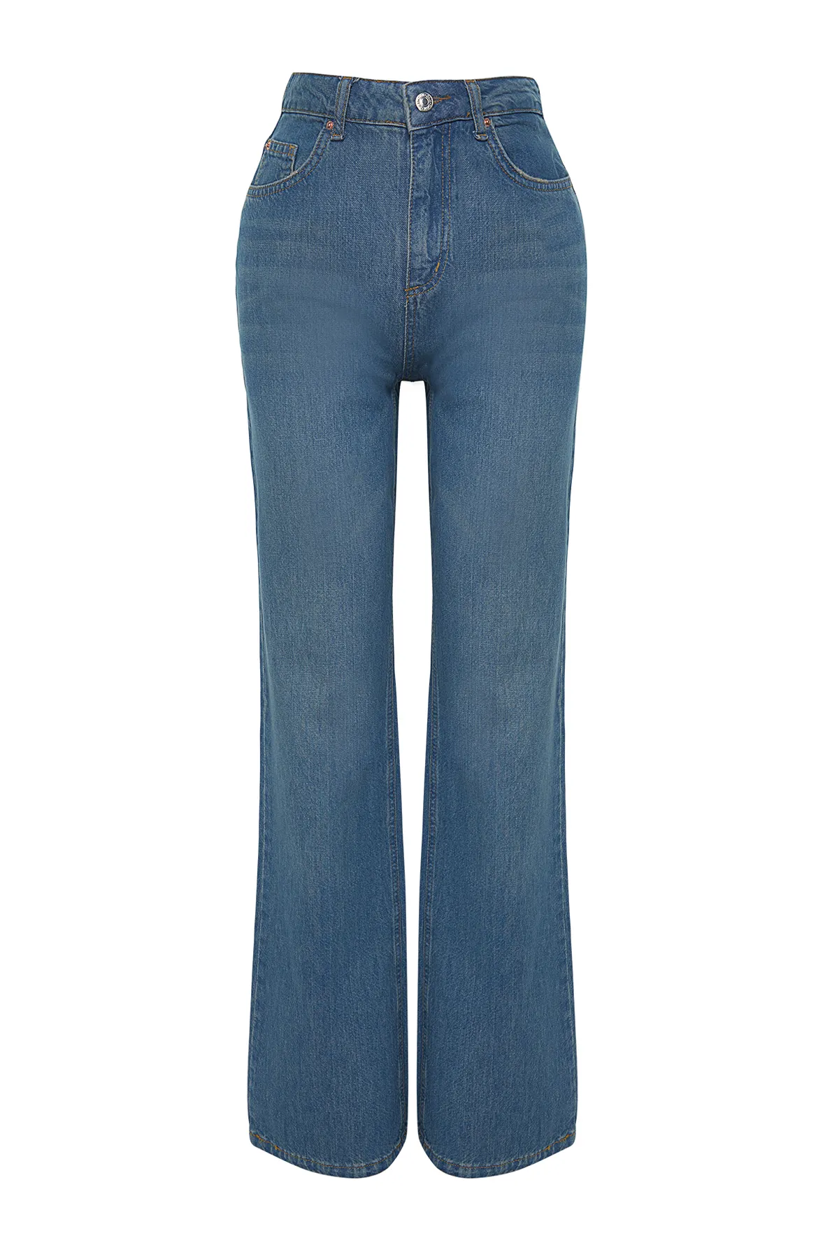Trendyol Collection  Blaue Jeans mit hoher Taille und weitem Bein TWOSS24JE00020