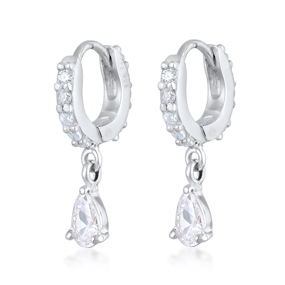 Elli Elli Boucles d'Oreilles Femmes Créoles Gouttes Élégant avec zircon en argent ster Boucles d'oreilles