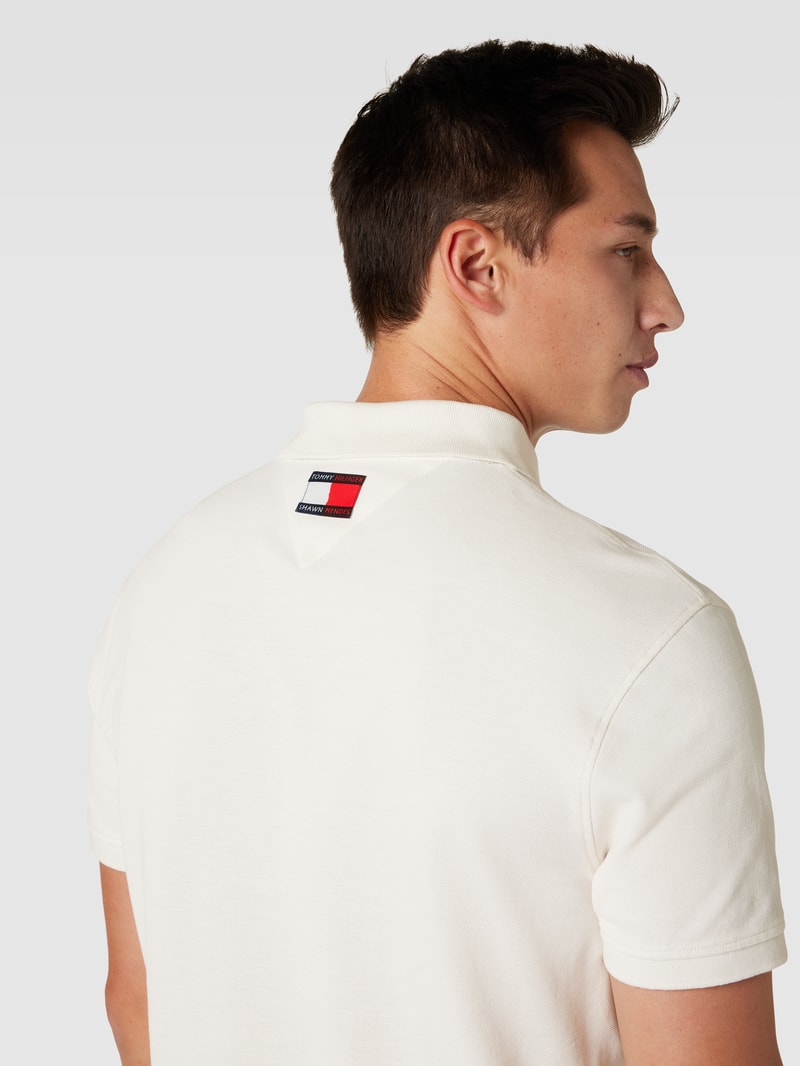Poloshirt mit Logo-Stitching in weiß