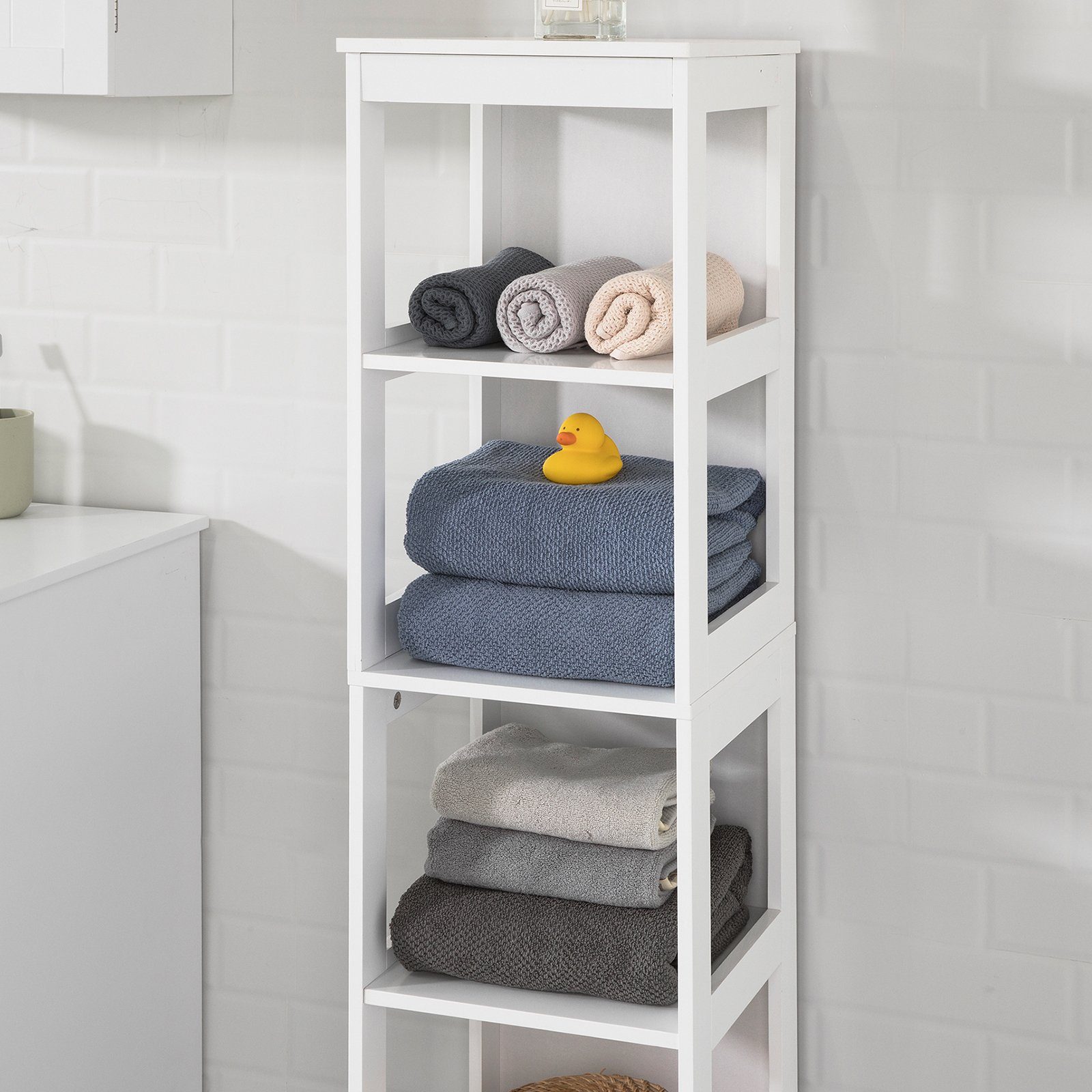 SoBuy Badregal BZR14, Bad-Hochschrank mit 5 Ablagen Standregal Aufbewahrungsregal