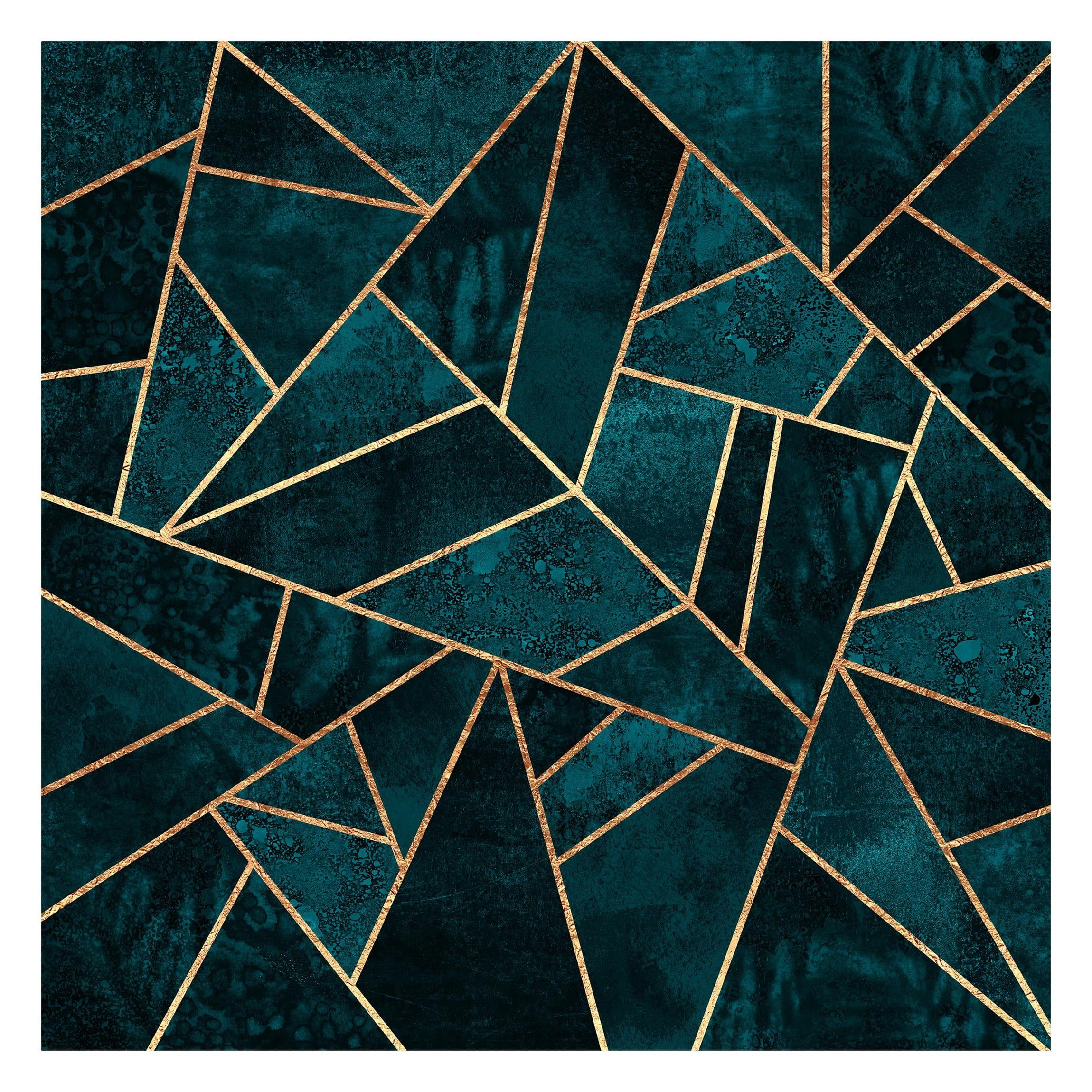 Bilderdepot24 Vliestapete Abstrakt Dunkles Türkis Gold Tapete Wanddeko Modern Kunst, Glatt, Matt, (Inklusive Gratis-Kleister oder selbstklebend), Wohnzimmer Schlafzimmer Küche Flur Fototapete Motivtapete Wandtapete