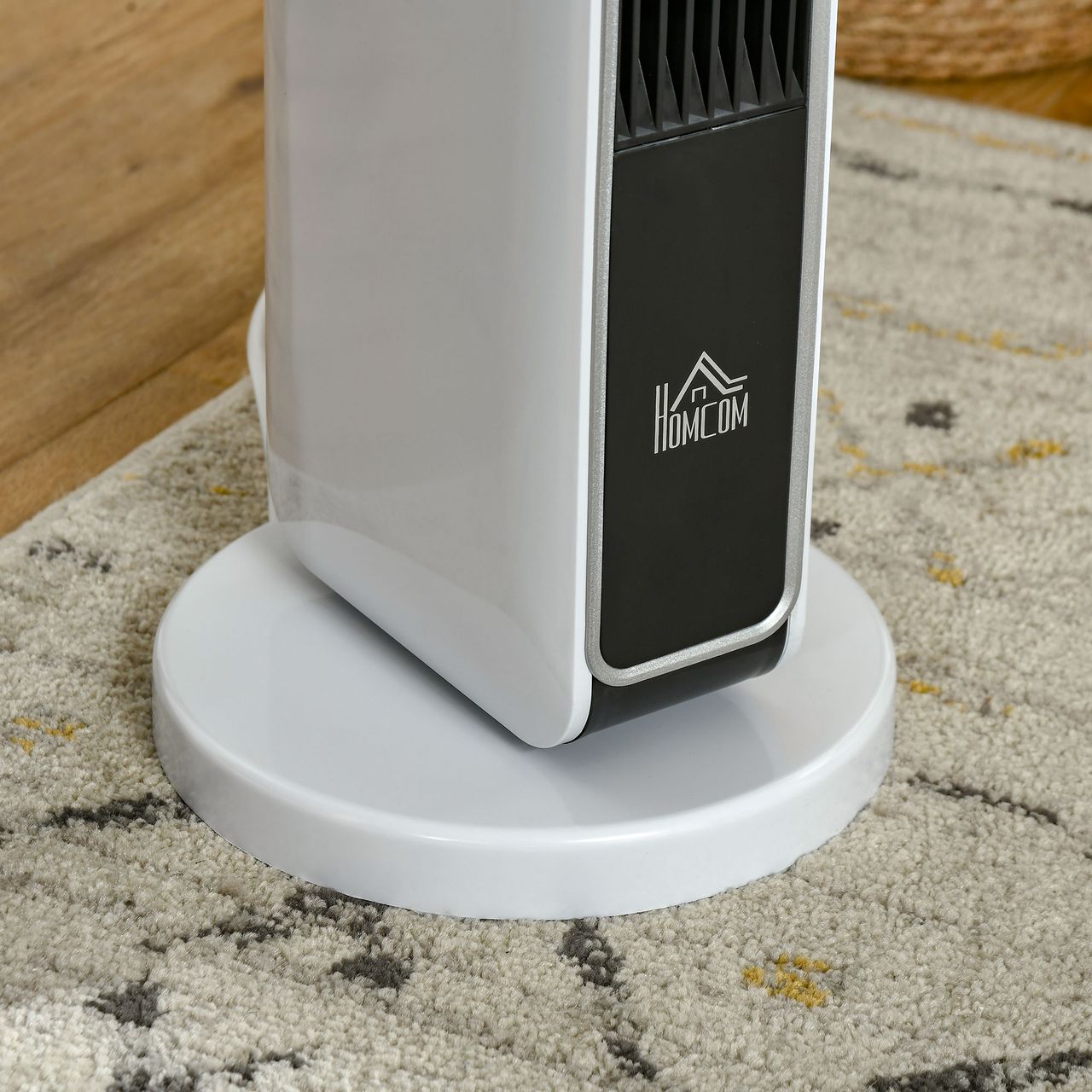 HOMCOM Heizgerät Heizlüfter 2200W Elektroheizer Keramik Heizturm mit Fernbedienung 8-Stunden-Timer Oszillation Heizer Heizung ABS PA Weiß Schwarz 21 x 21 x 73 cm