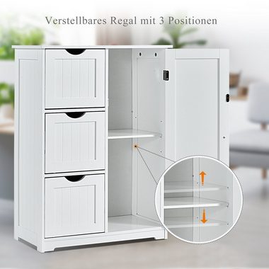 COSTWAY Badkommode, 3 Schubladen, mit verstellbarer Ablage, 30 x 60 x 81 cm