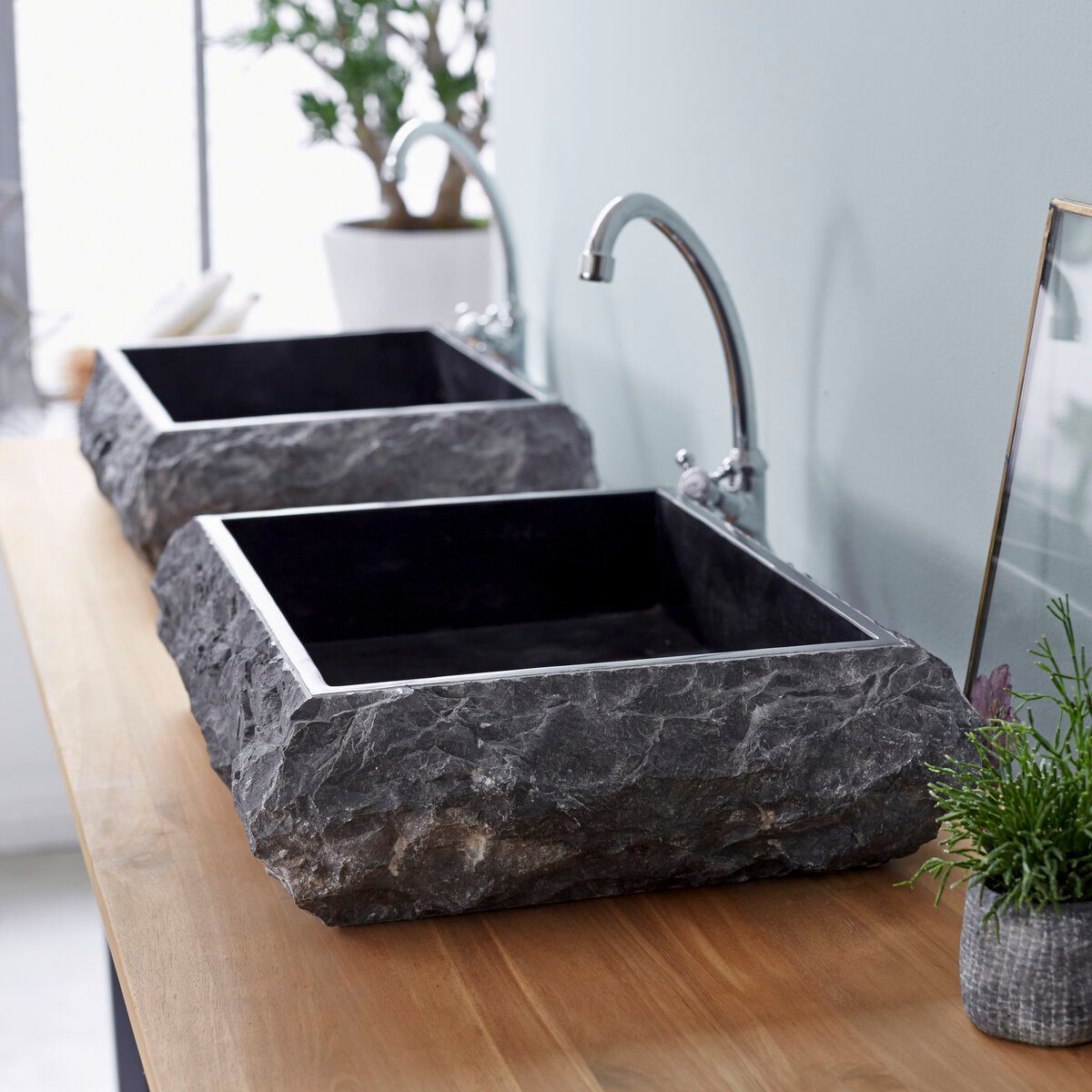 Tikamoon Waschbecken Waschbecken aus Marmor black