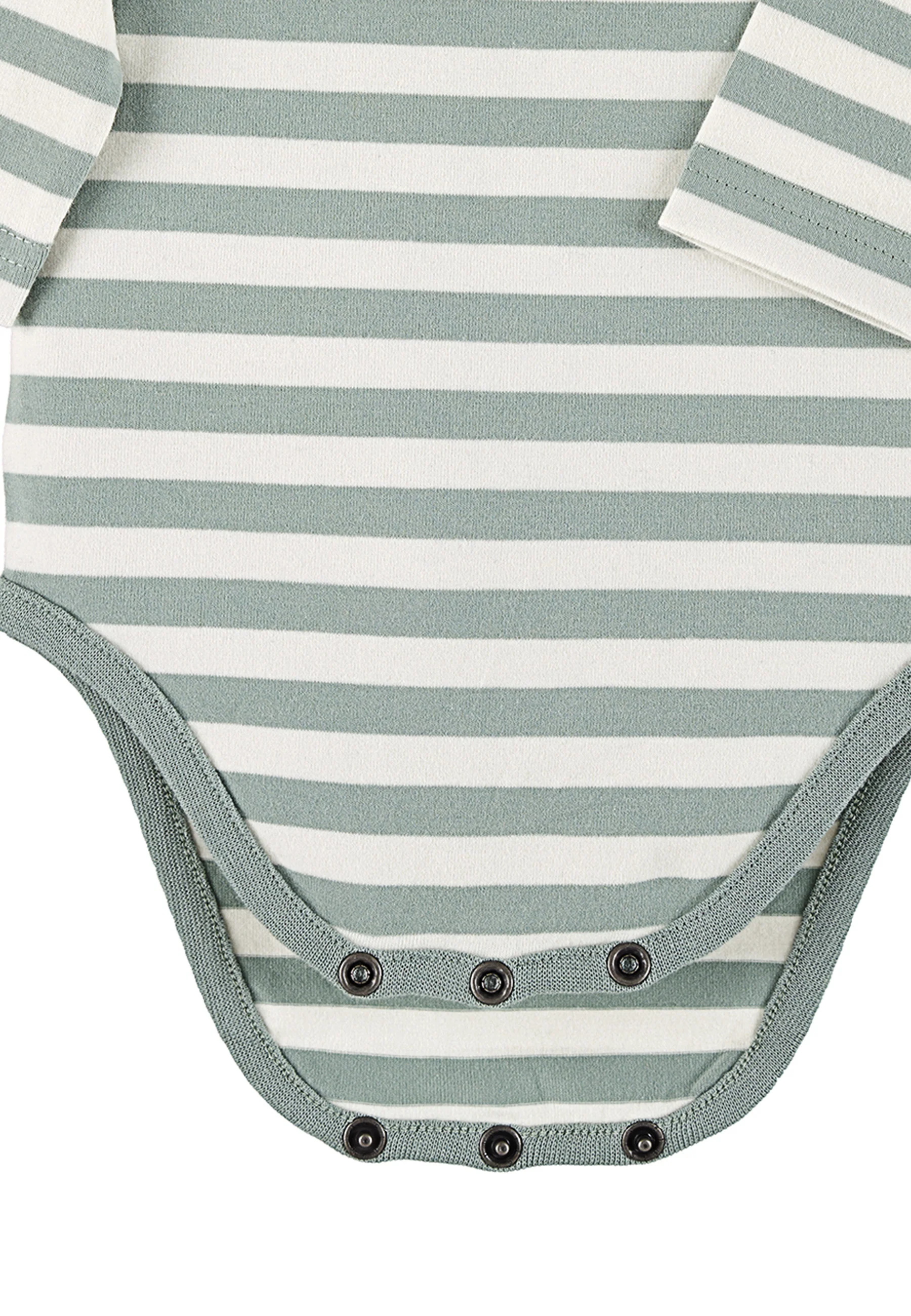 GOTS Langarm-Body Esel Emmi, gestreifter Jersey