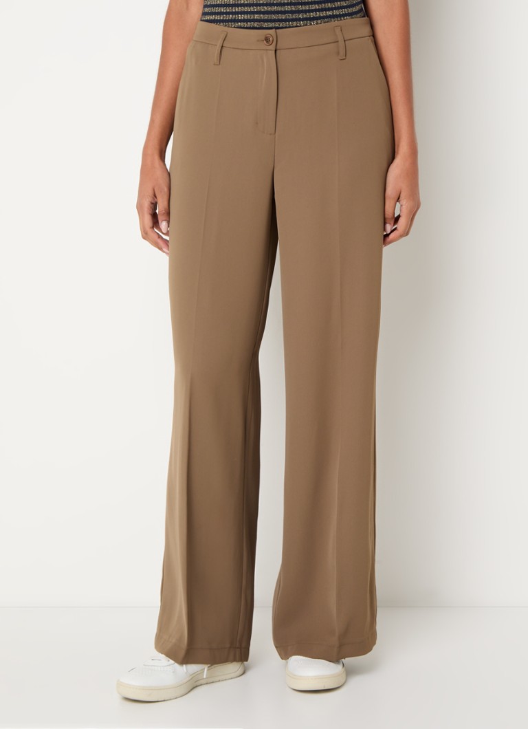 Pantalon Summum taille haute coupe large avec pli et poches latérales