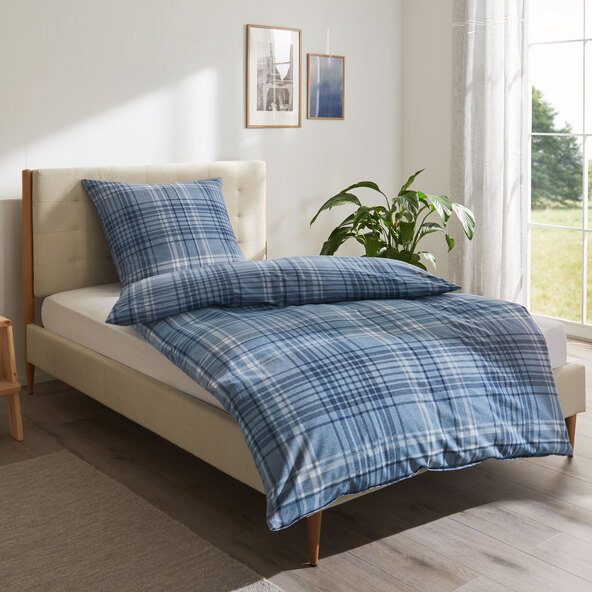 Bettwäsche Flannel, 135 x 200 cm, blau