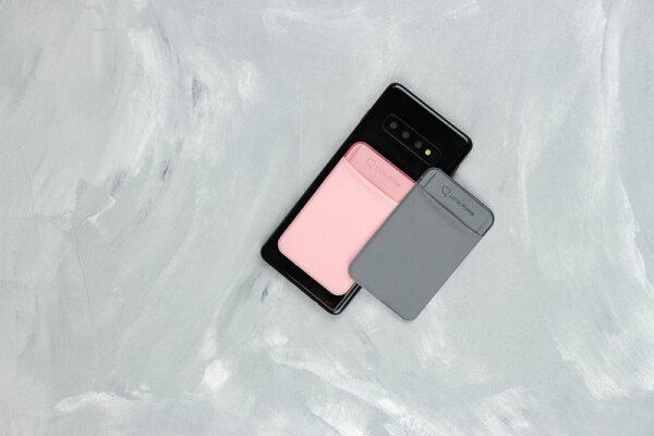 Lotta Power SoftCase Kartenhalter für Smartphones Grey + Rose Bundle (2er Set) Smartphoneaccessoire