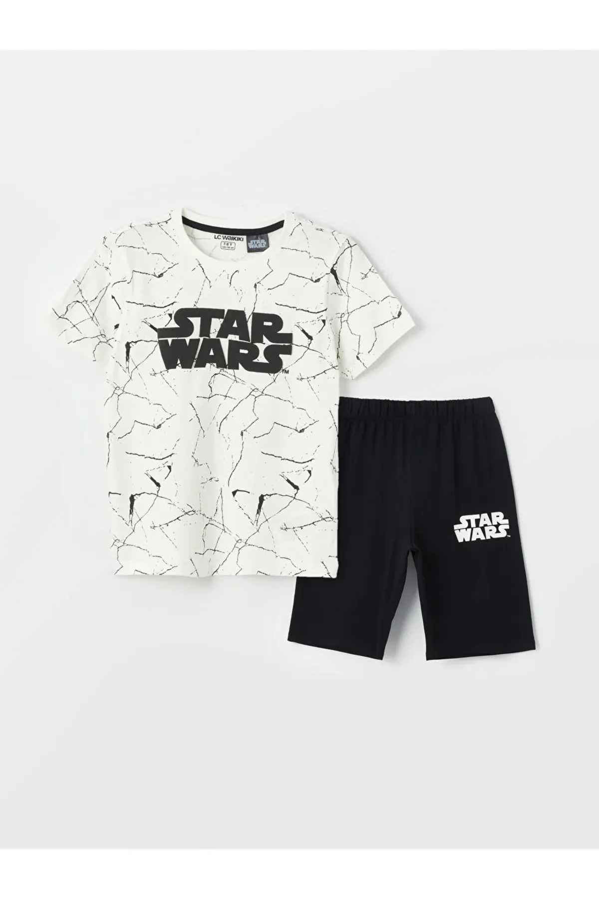 LC Waikiki  LCW Kinder-Pyjama-Set mit Rundhalsausschnitt, Star Wars-Motiv, kurzärmelig und Shorts