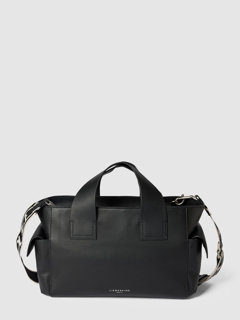 Shopper mit Label-Details Modell 'Sienna' in schwarz