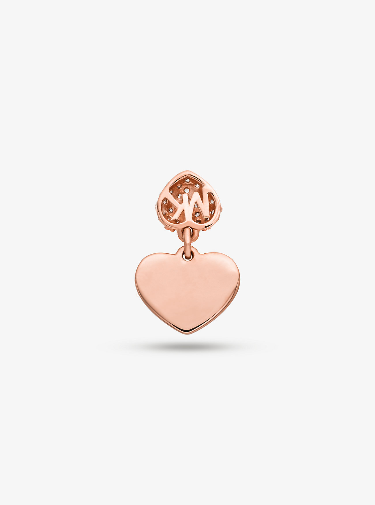 Precious Metal-Plated Sterling Silver Pavé Heart Bracelet - ROSE GOLD