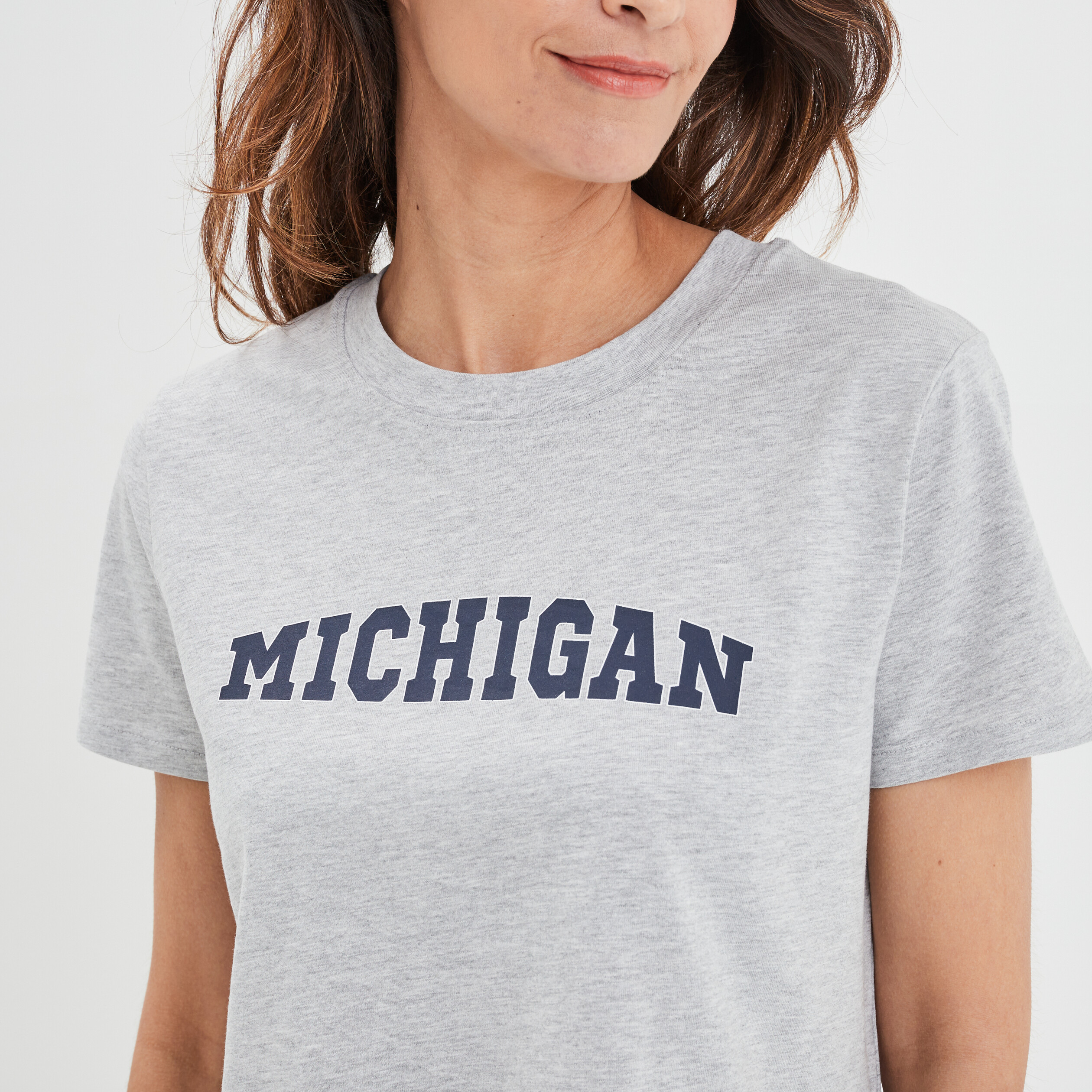 T-shirt pyjama manches courtes coton gris clair femme | La Halle