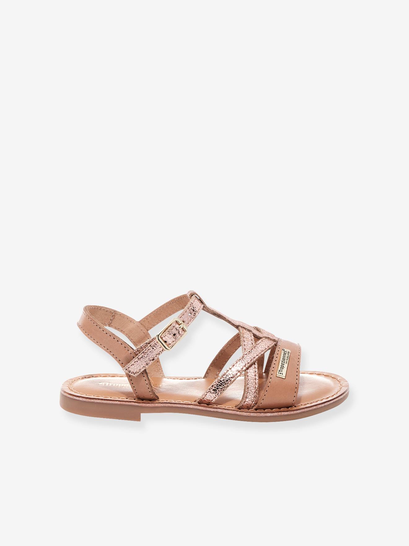 Sandales cuir enfant Biron LES TROPEZIENNES® PAR M. BELARBI beige imprimé
